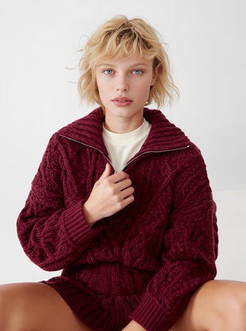 Loose Fit Long Sleeve Sweater Casual Style Turn-down Collar Straight Tube Sleeve Winter Clothes Women's Top Fashion Trend