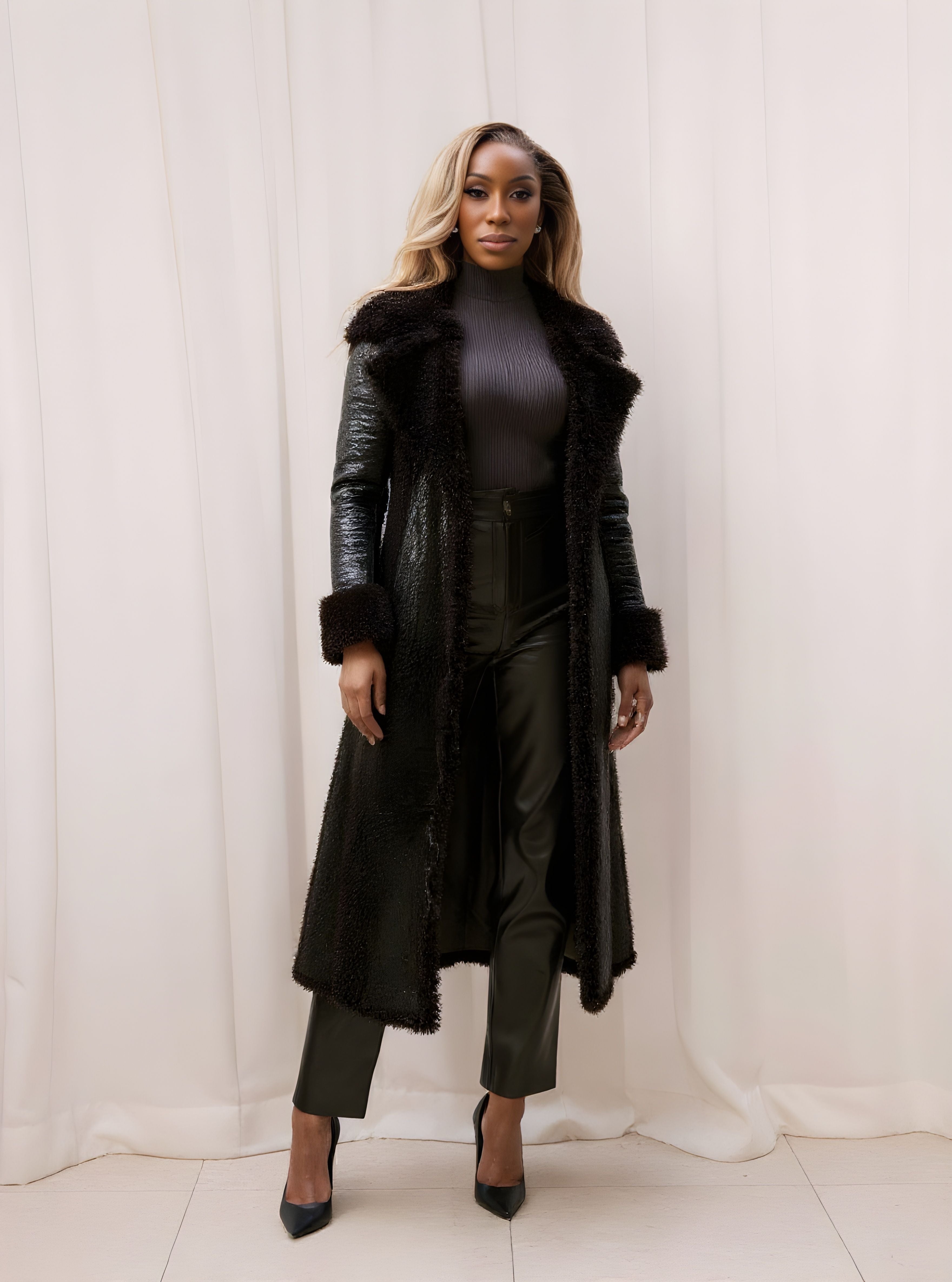 Women's Casual Leather Coat Autumn Winter Fashion Outerwear Stylish Windbreaker