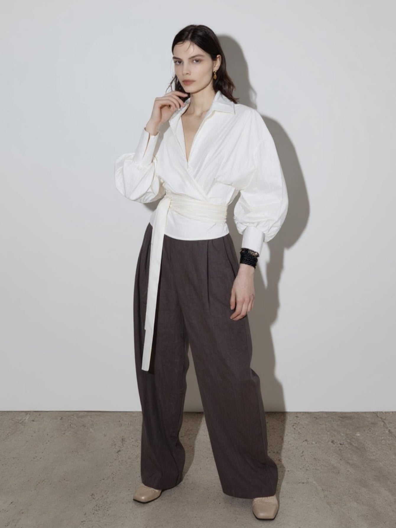 Women's Autumn Winter 2025 Shirts Daily Fashion Plain Long Sleeve V-Neck Regular Fit Office Lady Shirts