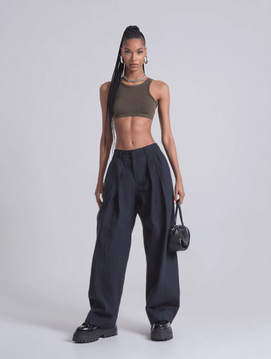 Women's Pants Summer Fashion Daily 2025 Trendy Chic Striped No Sleeve Full Length Casual Pants