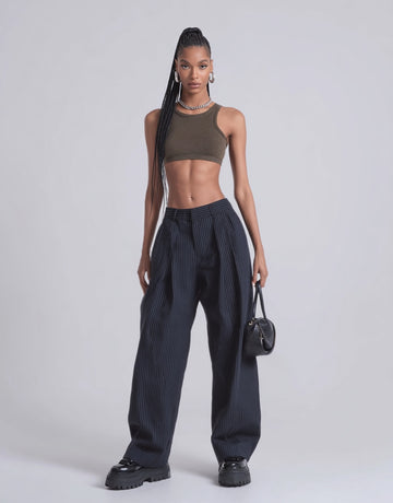 Women's Pants Summer Fashion Daily 2025 Trendy Chic Striped No Sleeve Full Length Casual Pants