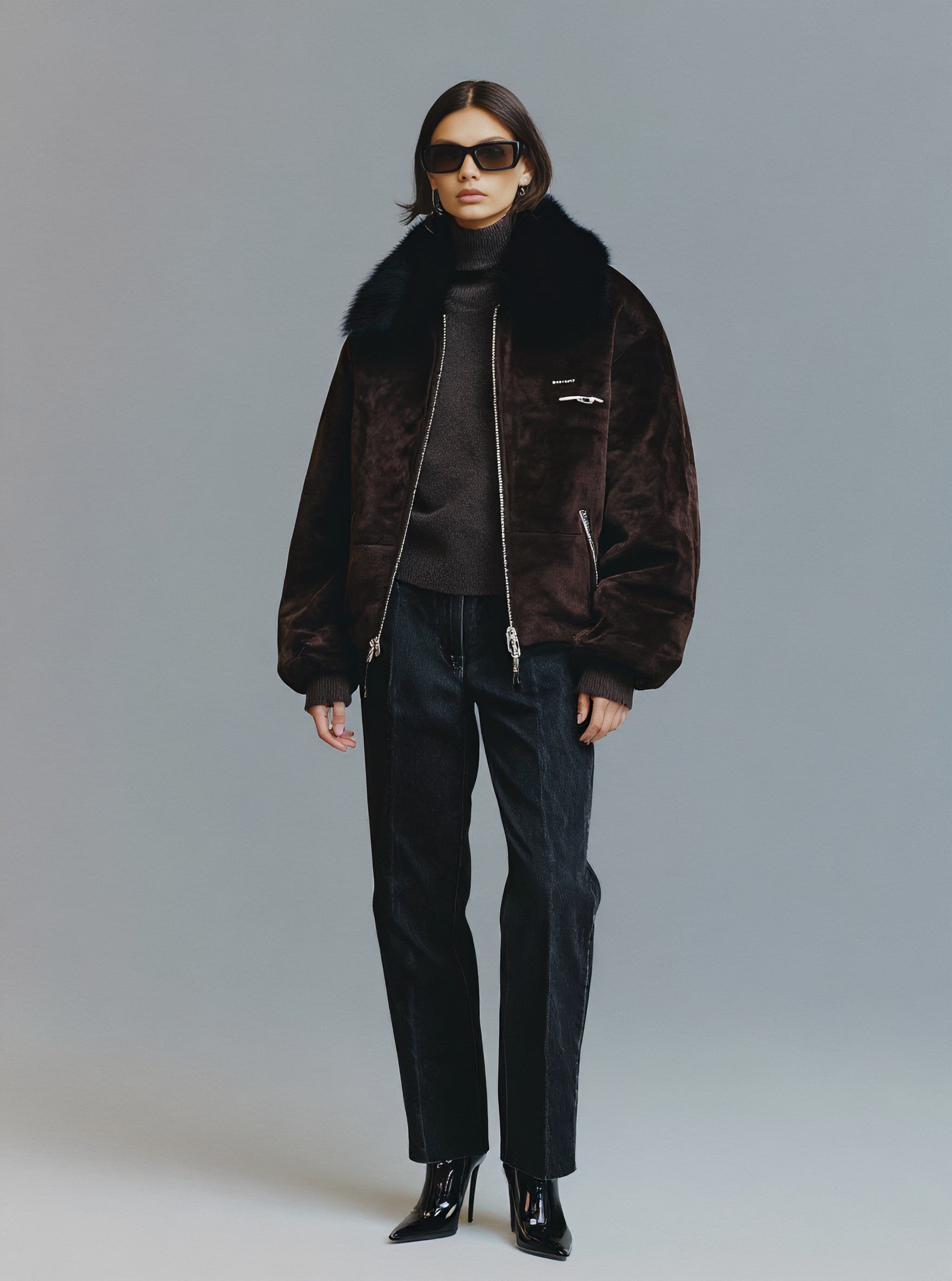 Fur One Women's Casual Style Fur Coat Winter Clothes Integrated Leather And Fur Outerwear