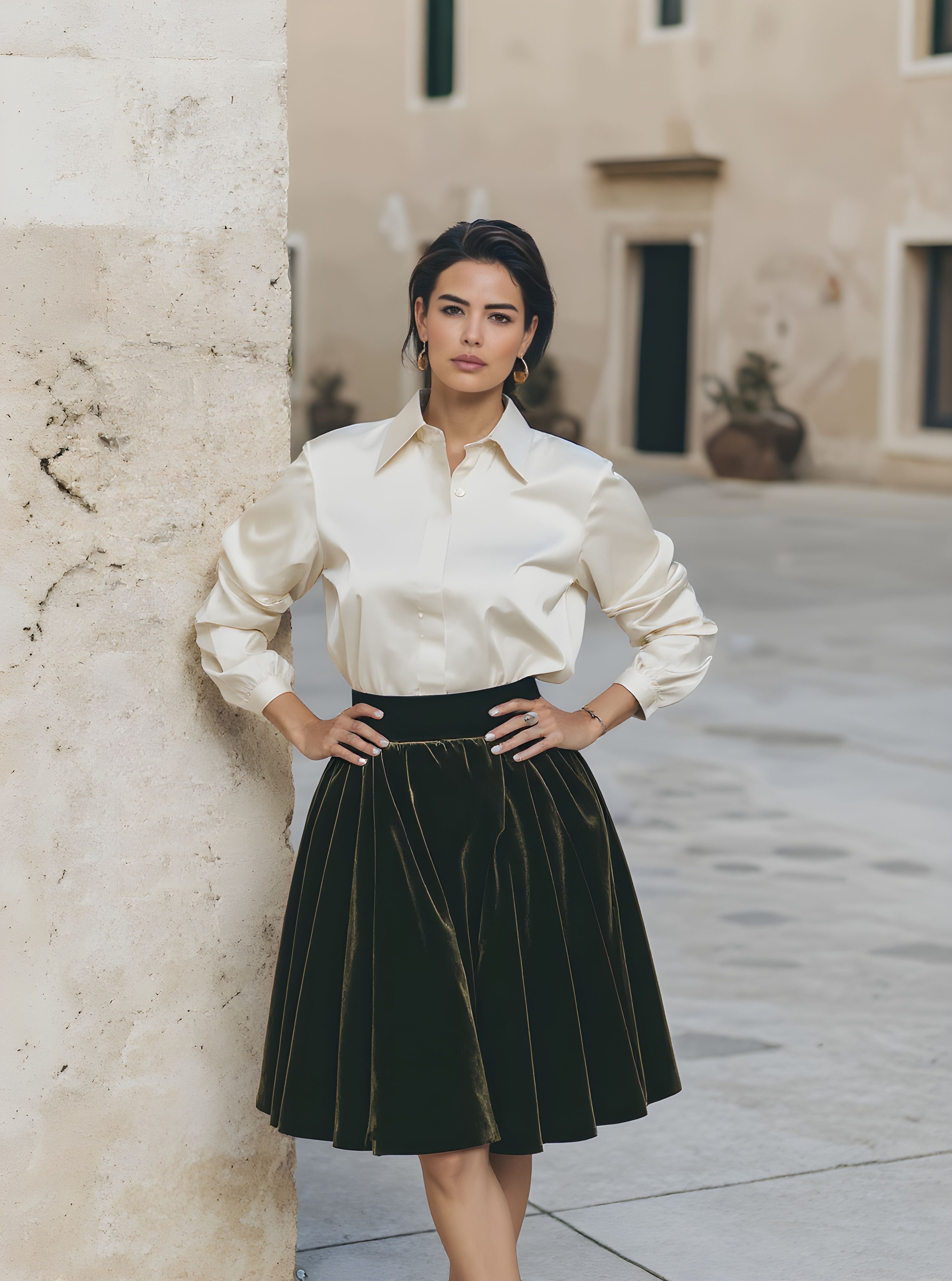 Women's Shirts 2025 Autumn Office Lady Plain Single Breasted Button Front Long Sleeve Shirt Collar Daily Shirts