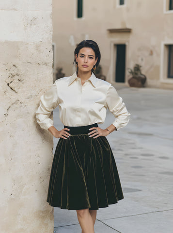 Women's Shirts 2025 Autumn Office Lady Plain Single Breasted Button Front Long Sleeve Shirt Collar Daily Shirts