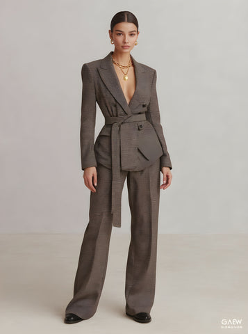 Women's Autumn Sets Casual Basics Solid Color Long Sleeve Lapel Blazers Natural Waist Full Length Straight Sets