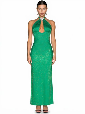 Summer Dress Casual Fit Ankle-Length Sleeveless Hanging Neck Collar Women's Clothing Fashion Style Spring Autumn Season