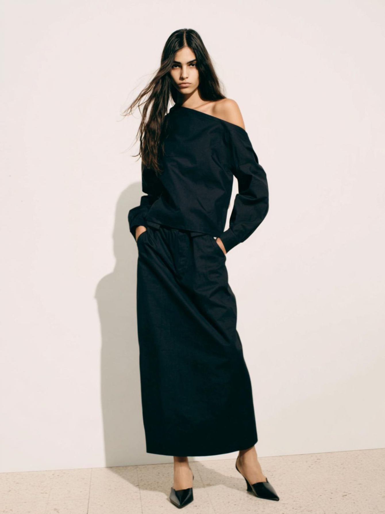 Women's Sets Autumn Winter Casual Fashion One-Shoulder Solid Color Long Sleeve Skirt Office Lady Sets