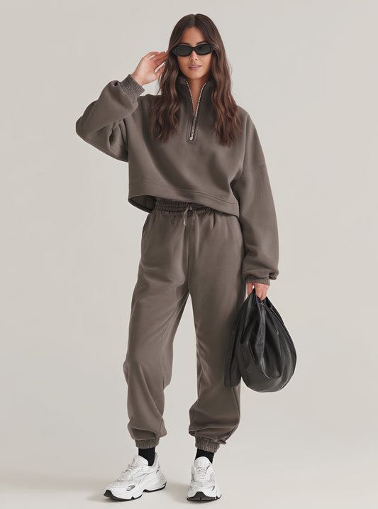 Loose Fit Autumn Winter Casual Suit Trousers Set Comfortable Fashion Women's Long Pants Ensemble For Fall And Winter Seasons