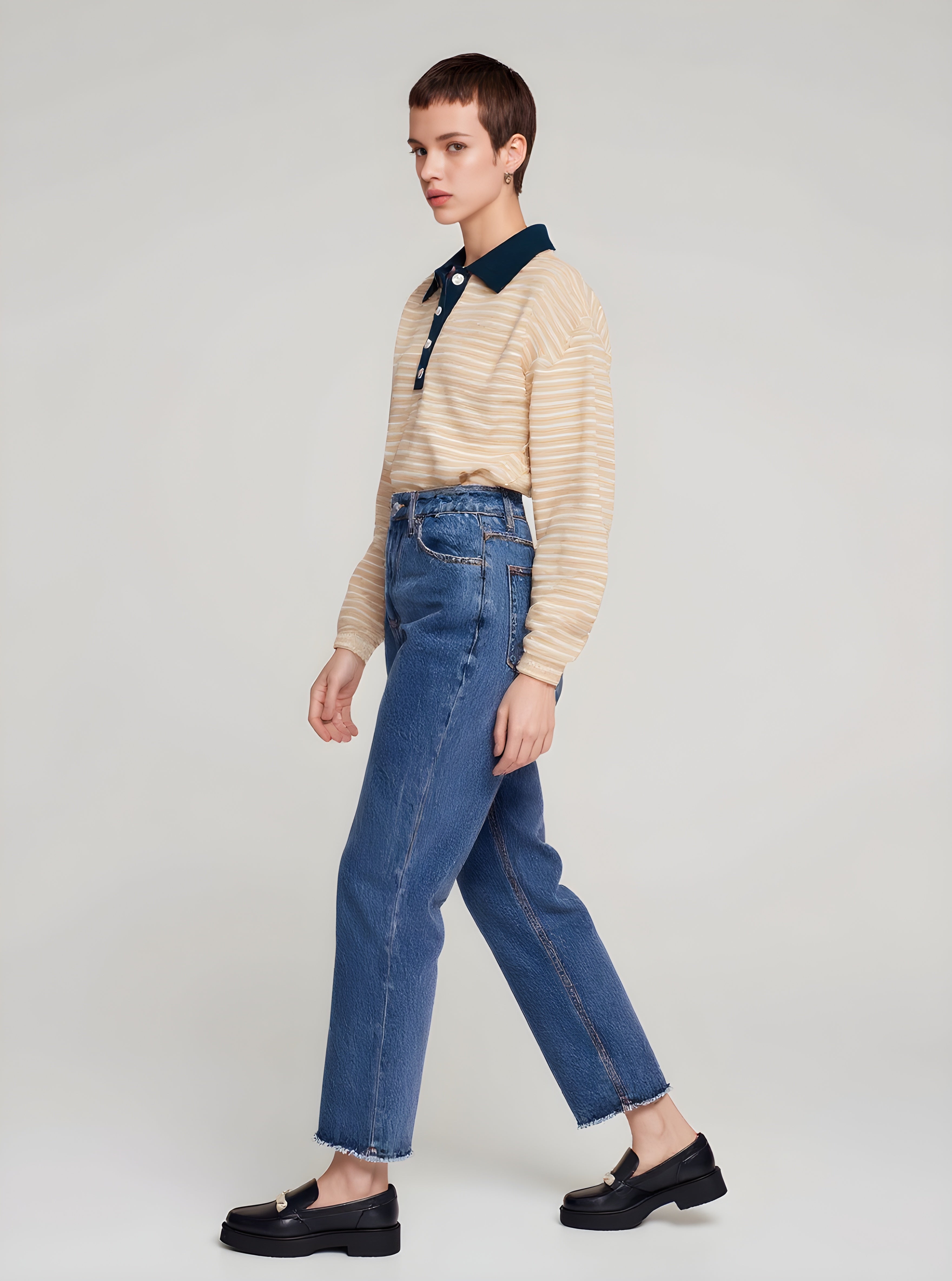 Women's T-Shirts Autumn Winter Fashion Daily 2025 Unique Stylish Striped Long Sleeve POLO Neck Casual T-Shirts