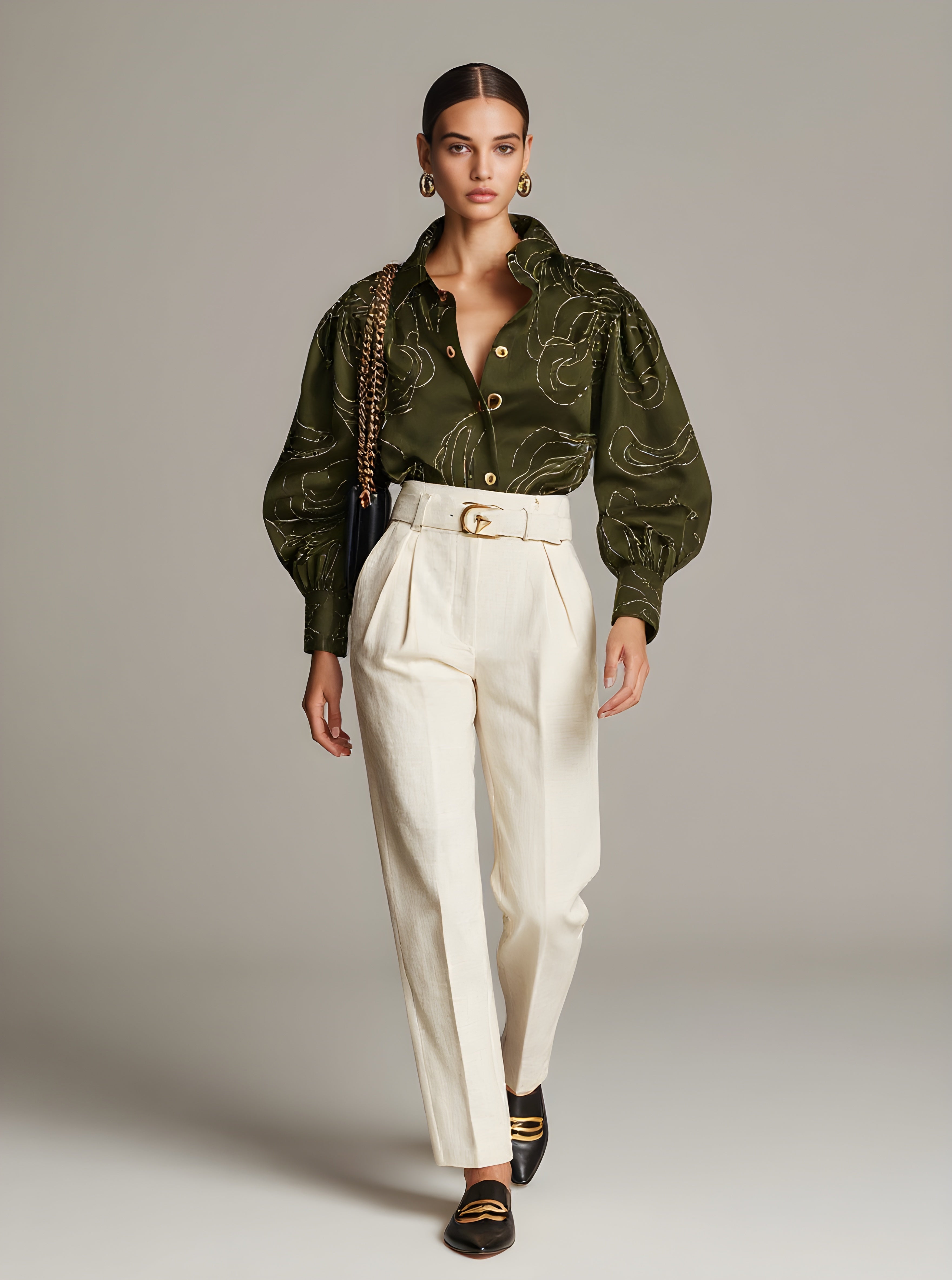 Autumn Pants 2025 Women's Fashion Plain High Waist Folds Ankle Straight Daily Basic Cuffed Pants