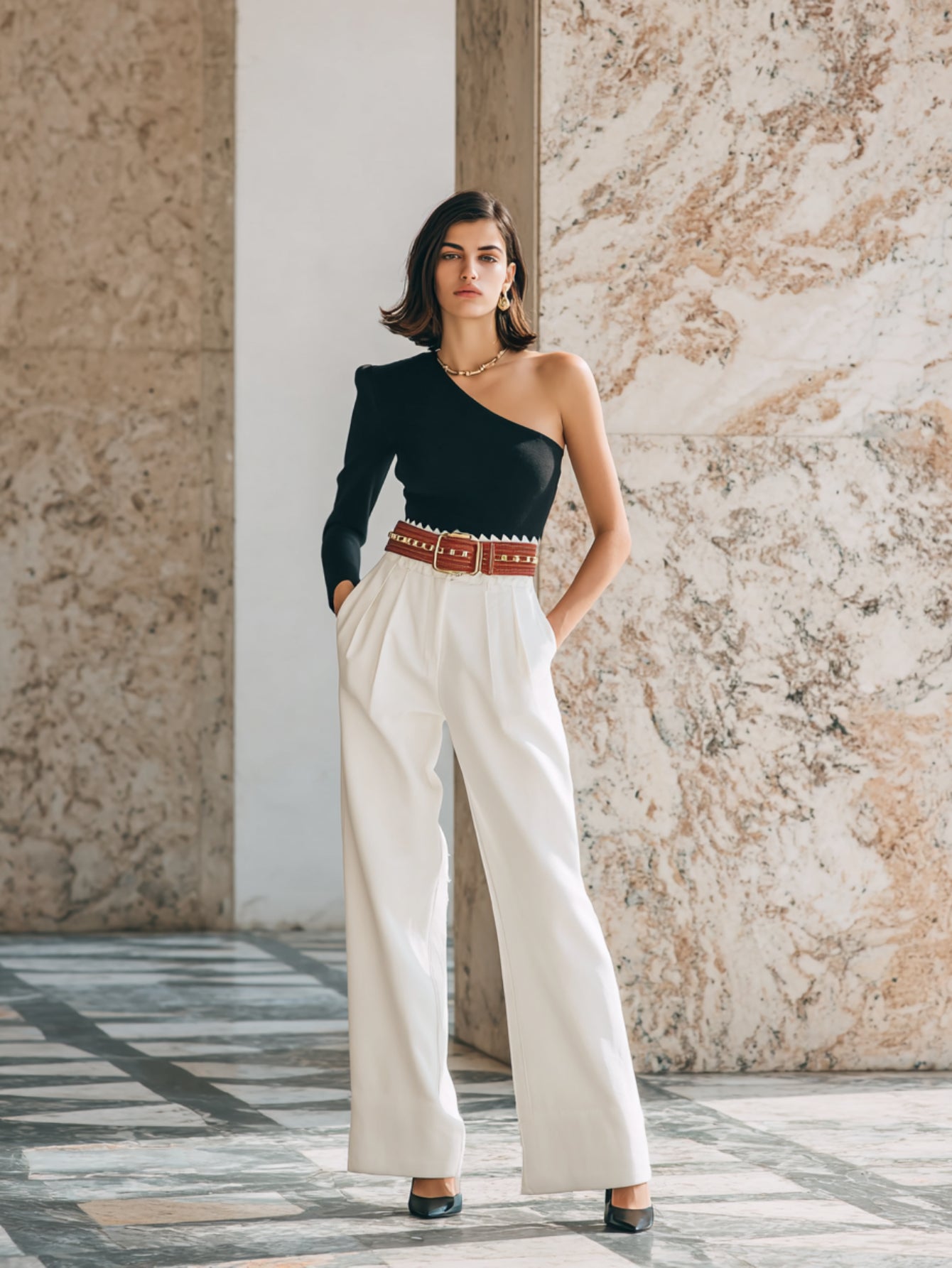 Women's Autumn Pants Basics
Modern High Waist Full Length Straight Casual Pants