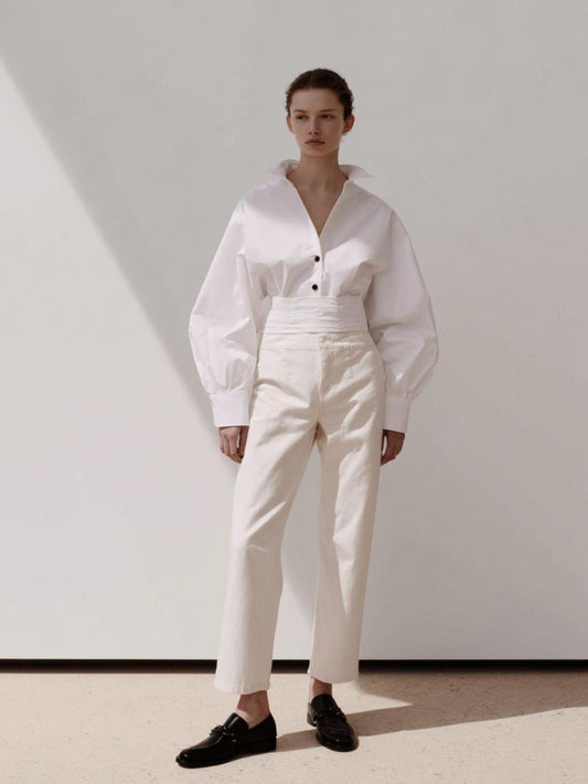 Women's Autumn Winter 2025 Shirts Daily Fashion Plain Long Sleeve Lapel Knot Regular Fit Button Front Shirts