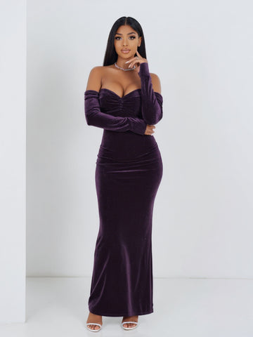 Women's 2025 Autumn Fashion Dresses Long Sleeve Off Shoulder Plain Party Skinny Fit Dresses