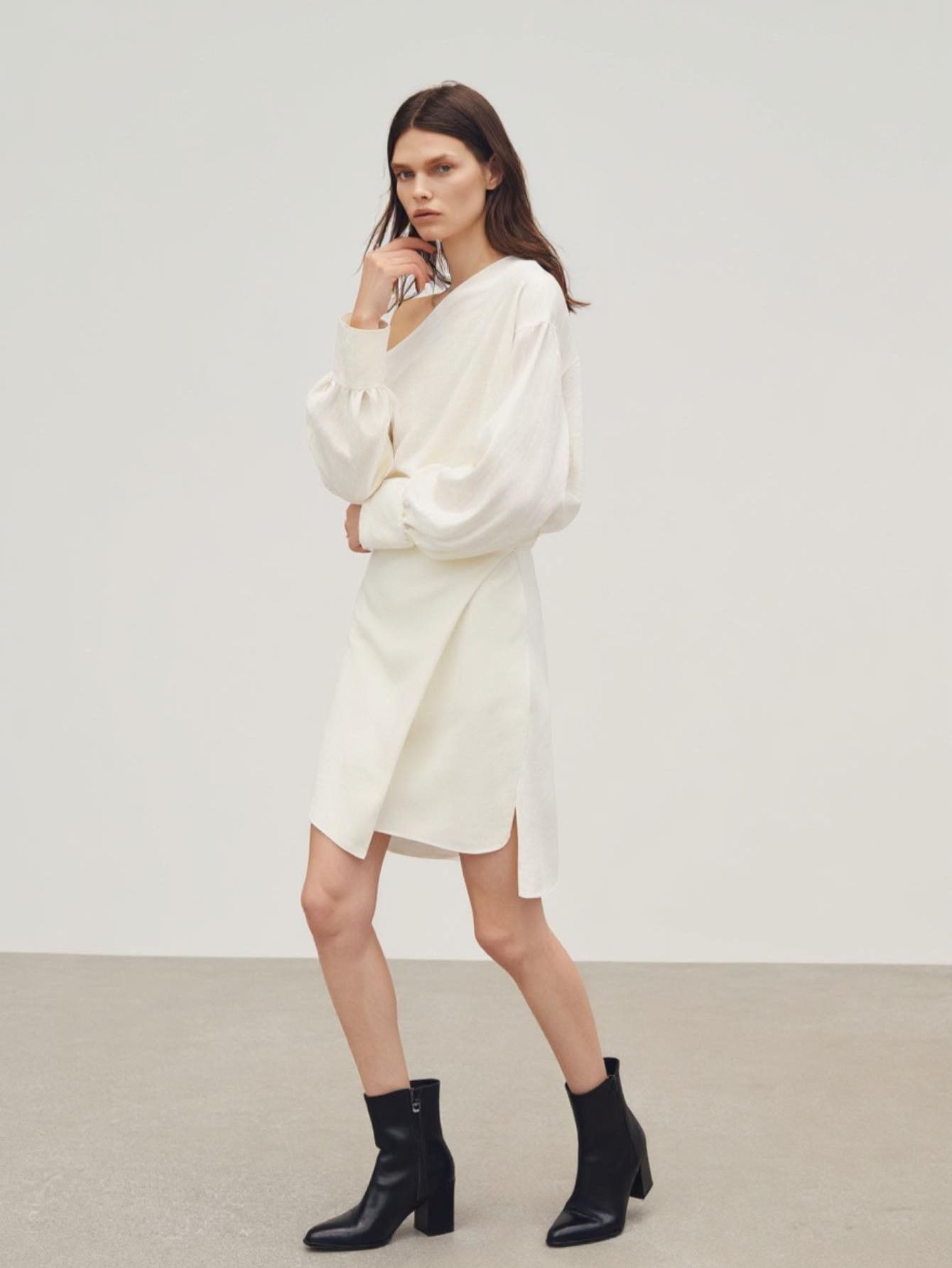 Autumn Dresses 2025 Women's Elegant Sexy Plain Long Sleeve One-Shoulder A-Line Mini Dating Dresses