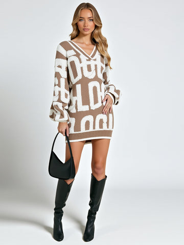 Women's Loose Knitted Sweater Cardigan Letter Embroidery Towel Autumn Winter New Style Lazy Fashion Outerwear