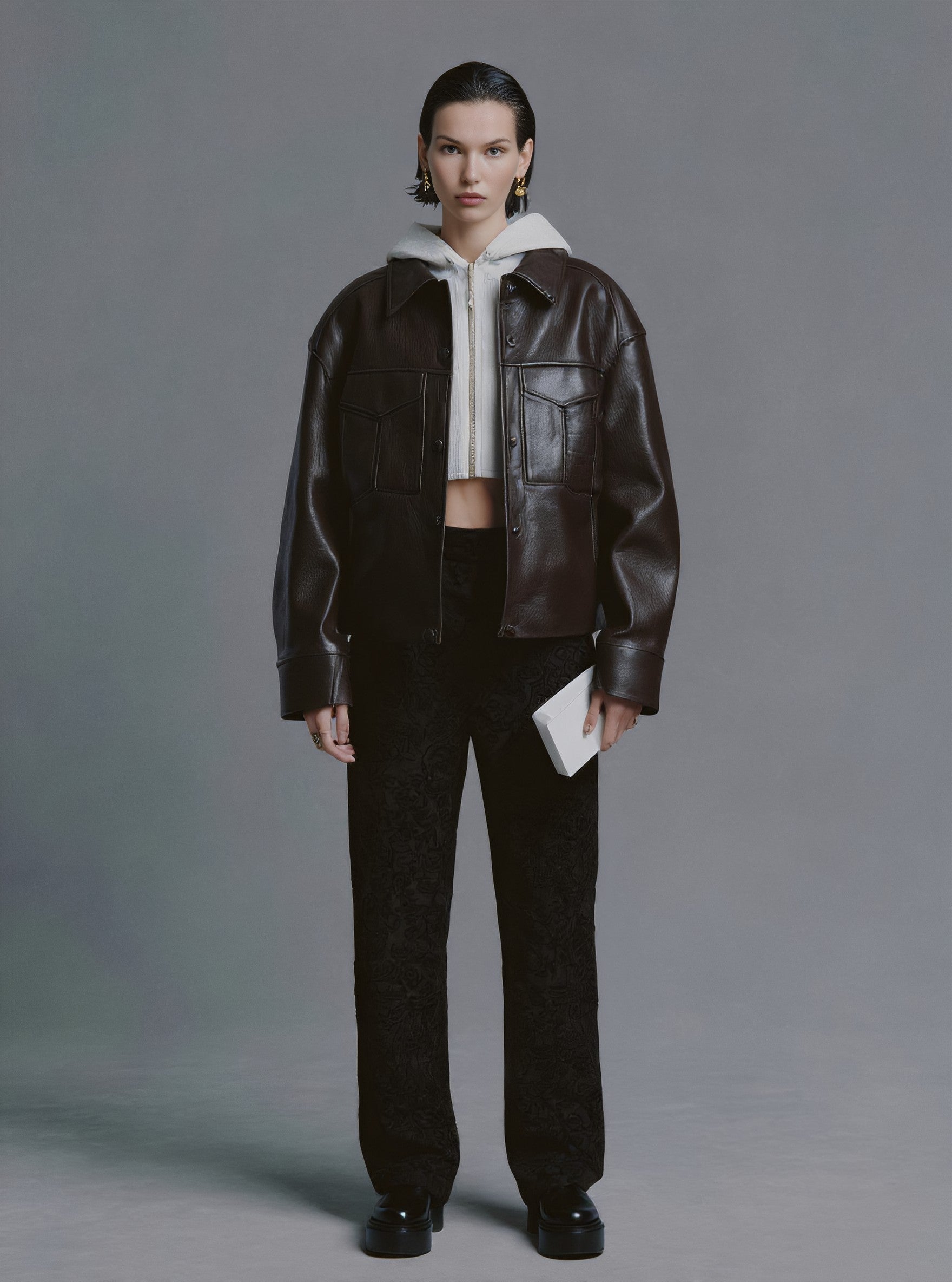 Women's Leather Coat Casual Style Winter Clothes Fashion Outerwear