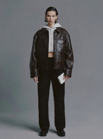 Women's Leather Coat Casual Style Winter Clothes Fashion Outerwear