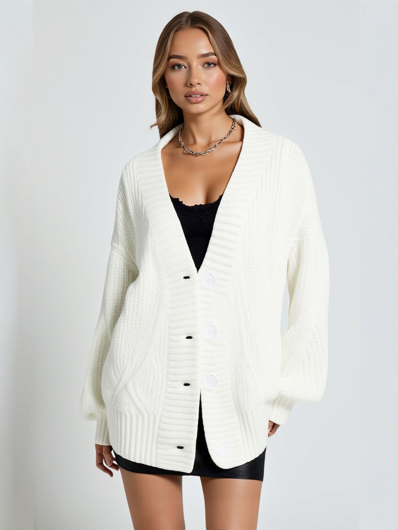 Women's Knitted Cardigan Sweater Coat Autumn Winter New Station Button Knitwear European American Style Fashion