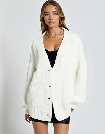 Women's Knitted Cardigan Sweater Coat Autumn Winter New Station Button Knitwear European American Style Fashion