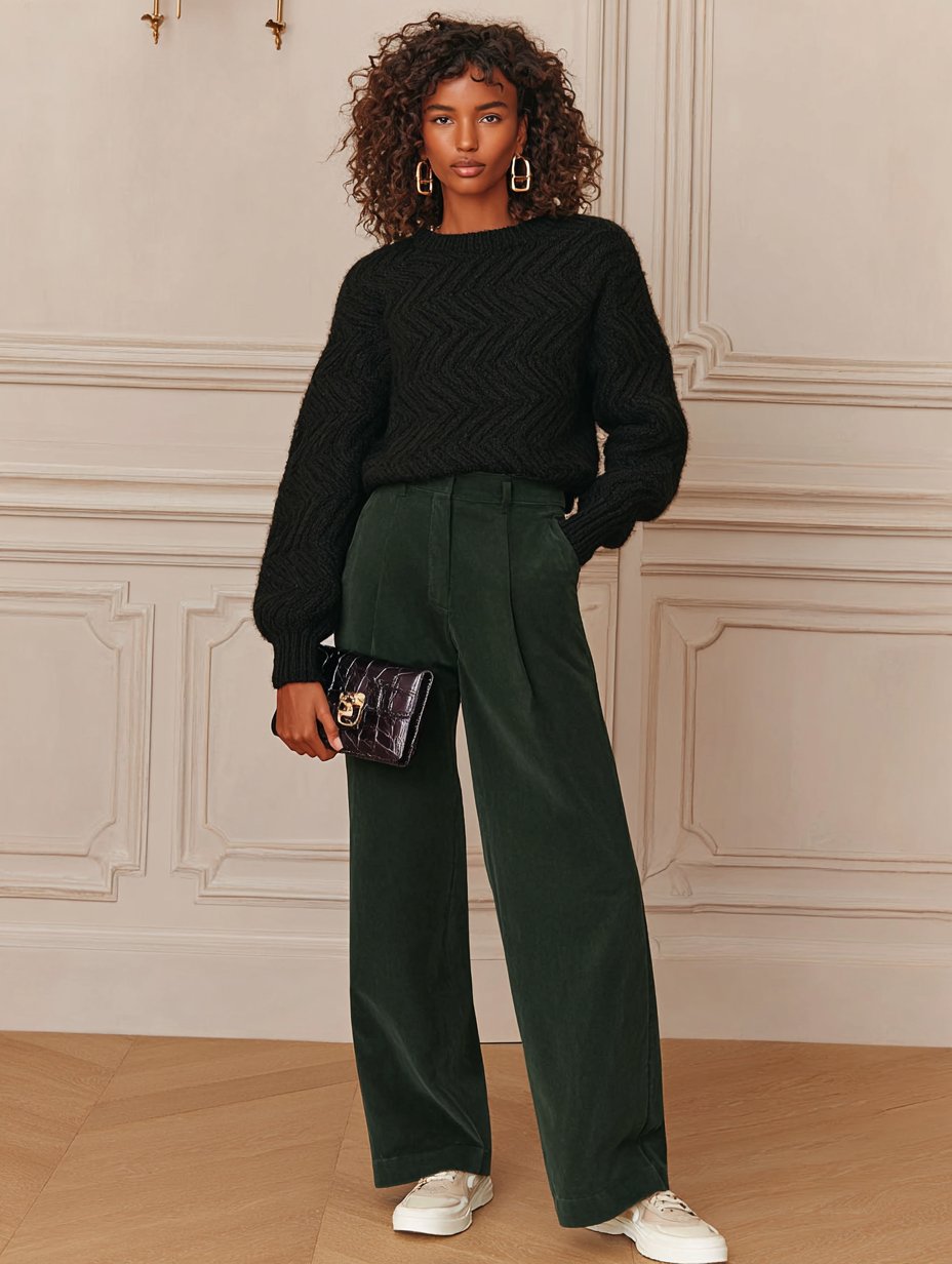 Autumn Casual Fit Long Sleeve Round Neck Sweater Straight Sleeve Regular Length Women's Top Comfortable Soft Knitwear