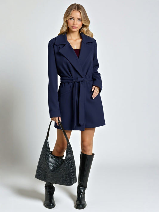 Women's Coats Winter Fashion Comfortable Decent 2025 Plaid Lace-Up French Lapel Long Sleeve Street Daily Coats