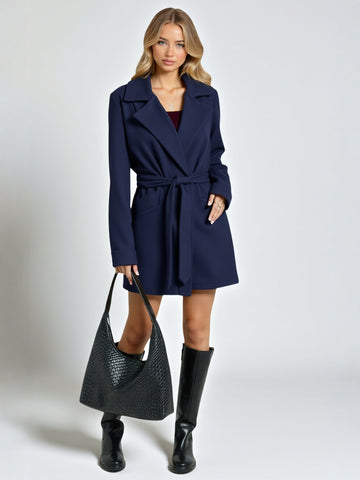 Women's Coats Winter Fashion Comfortable Decent 2025 Plaid Lace-Up French Lapel Long Sleeve Street Daily Coats