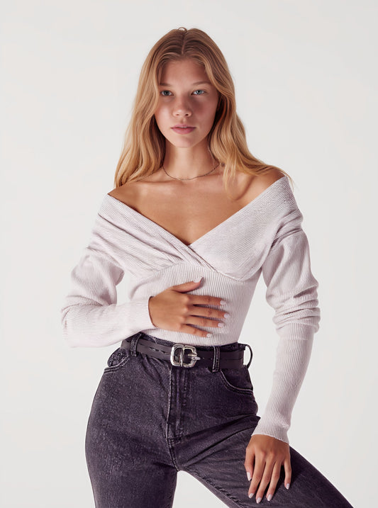 Little Shirt Winter Tight Fit Casual Style V-Neck Long Sleeve Top Regular Length Women's Fashion Clothing