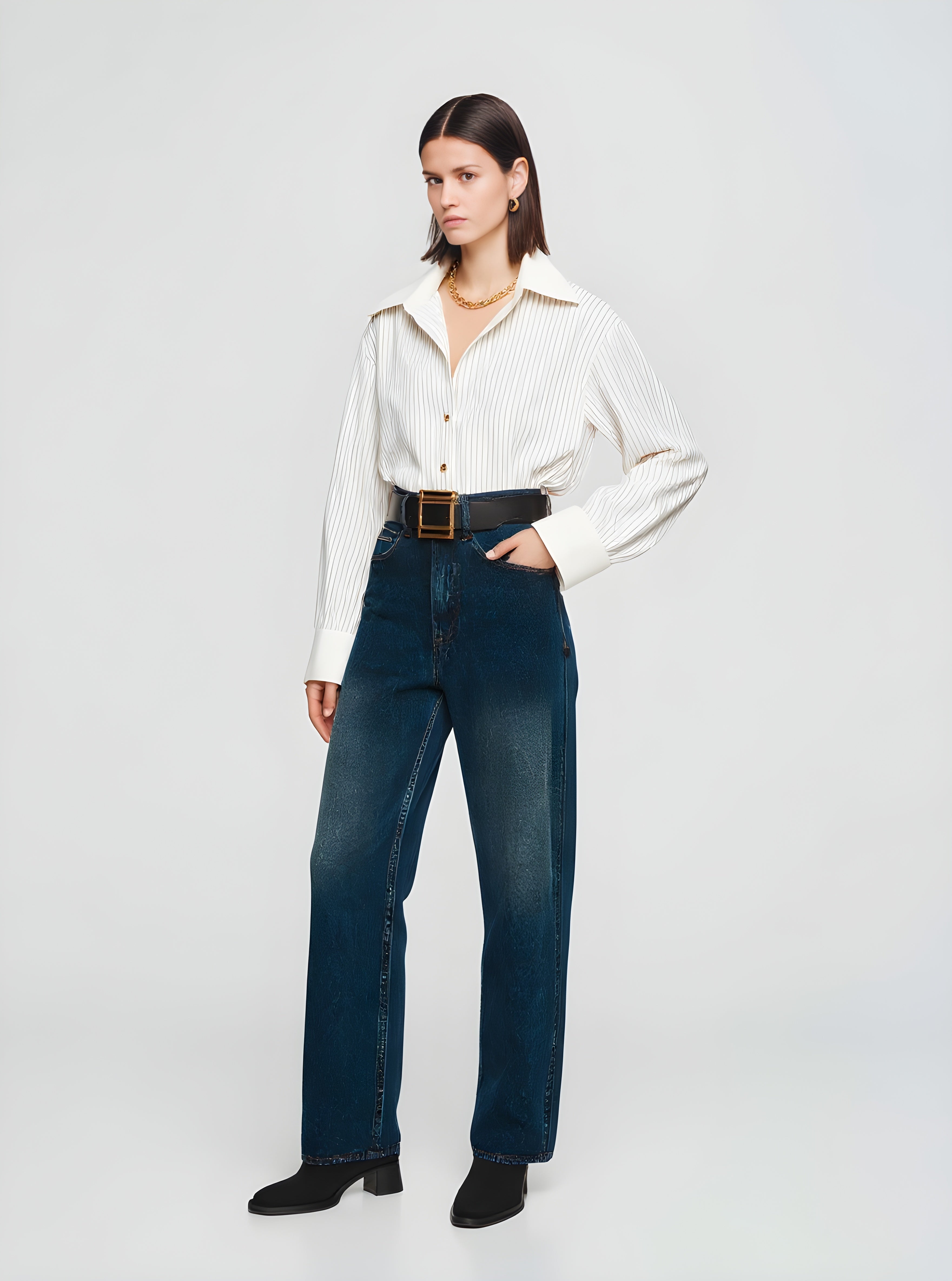 Women's Shirts Autumn Winter 2025 Elegant Buttoned Striped Long Sleeve Turn-down Collar Commute Shirts