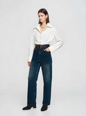 Women's Shirts Autumn Winter 2025 Elegant Buttoned Striped Long Sleeve Turn-down Collar Commute Shirts