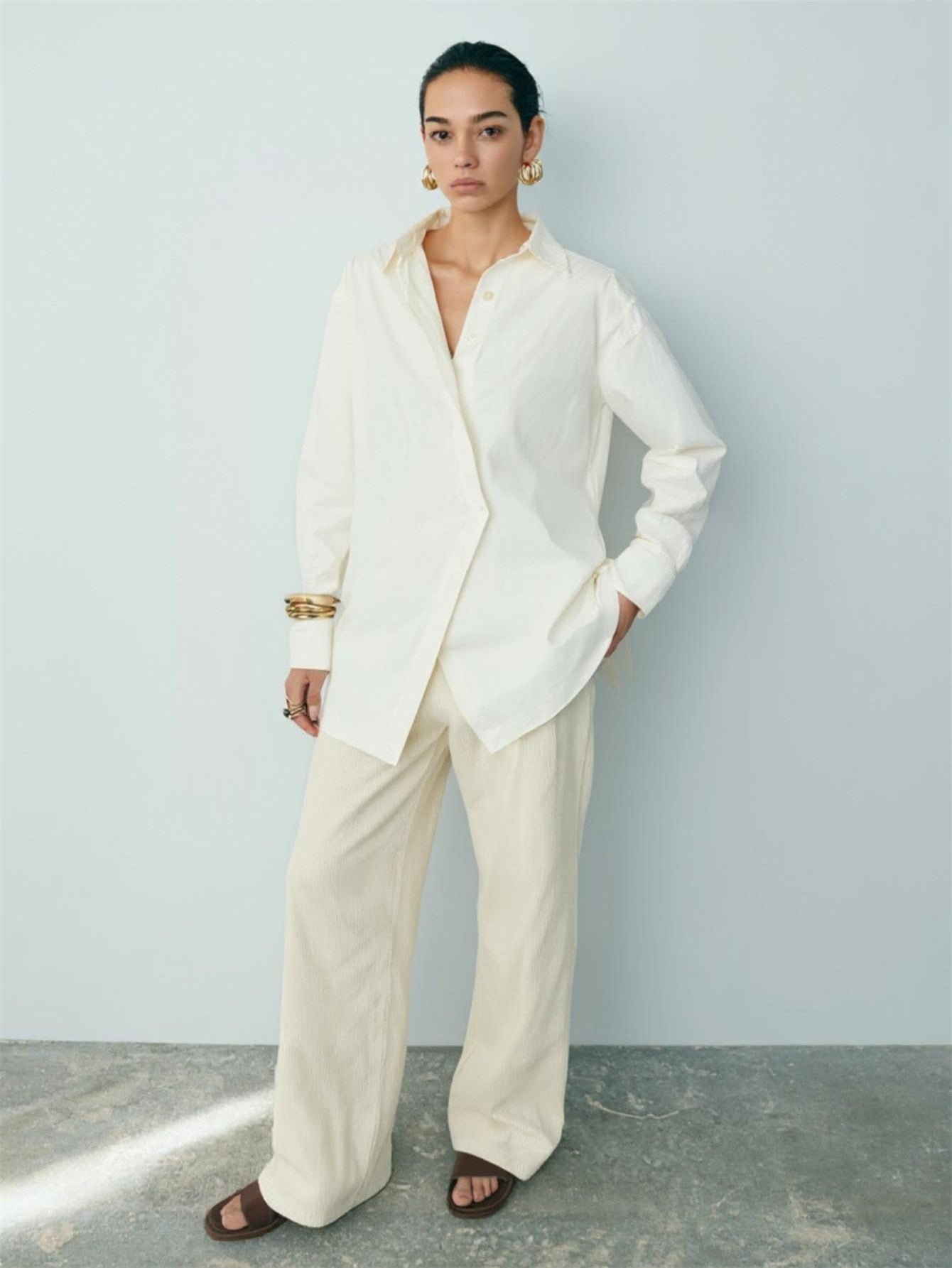 Autumn Shirts 2025 Women's Simple Plain Long Sleeve Shirt Collar Loose Fit Office Lady Shirts