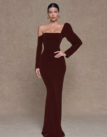 Asymmetric Tight Fit Fish Tail Dress With Lamb Sleeve Casual Mid Length Skirt Style Women's Clothing Spring Autumn Fashion