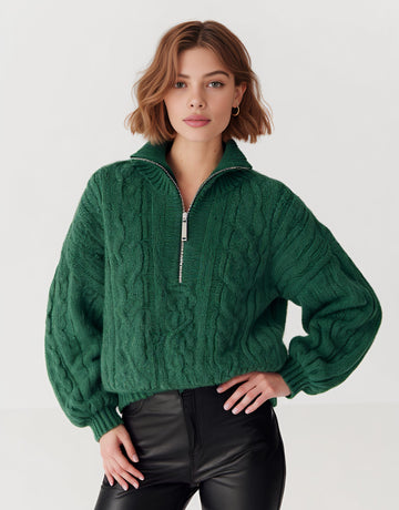 Winter Sweater Long Sleeve Regular Length Casual Style Body-Fitting Design Turn-down Collar Straight Tube Sleeves Women's Top