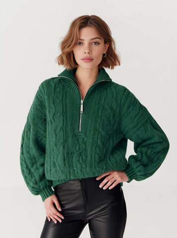 Winter Sweater Long Sleeve Regular Length Casual Style Body-Fitting Design Turn-down Collar Straight Tube Sleeves Women's Top