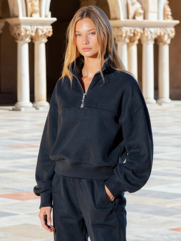 Women's Sweatshirts Autumn Winter Comfortable Simple Plain Zipper Long Sleeve Stand Collar Daily Pullover