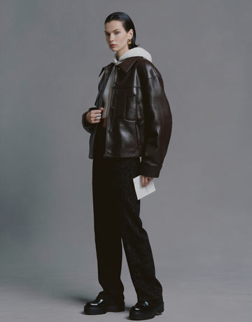 Women's Leather Coat Casual Style Winter Clothes Fashion Outerwear