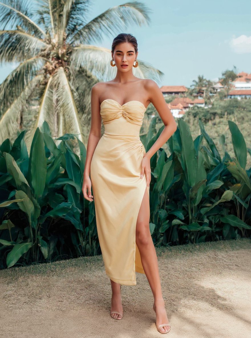 Women's Dresses Summer Daily Fashion 2025 Plain Sleeveless Sweetheart Neck Midi Bodycon Beach Dresses