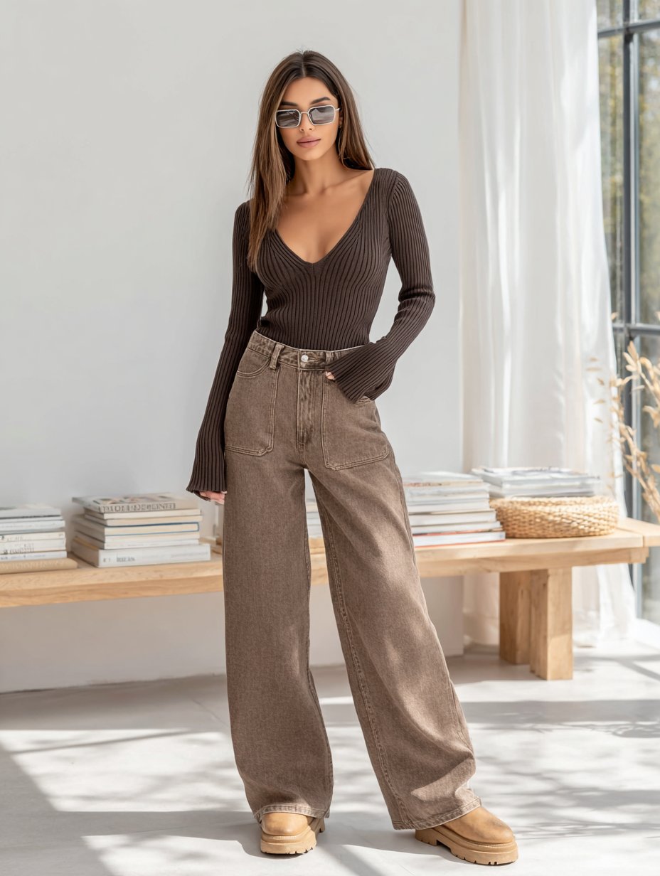 Casual Straight Leg Jeans Full Length Mid Waist Fit Comfortable Casual Style Women's Denim Trousers Autumn Fashion