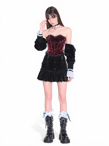 Retro Strapless Autumn Casual Style Women's Top Regular Length Bustier Fashion Trend Streetwear for Young Ladies