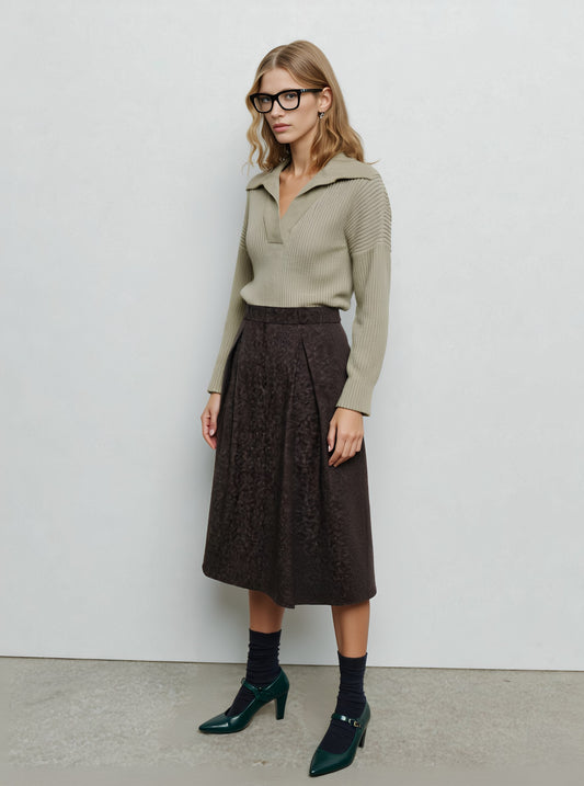 Winter Casual Fit Mid-Length Skirt Regular Waistline A-Line Skirt Women's Fashionable Winter Clothing Half Skirt