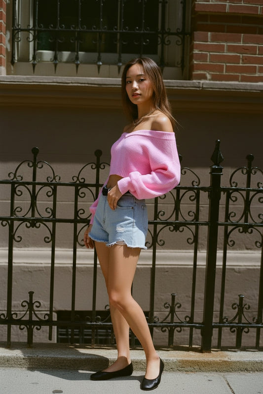 Autumn Winter Sweater Long Sleeve Off Shoulder Casual Fit Straight Sleeve Length Regular Women's Top Fashion Clothing