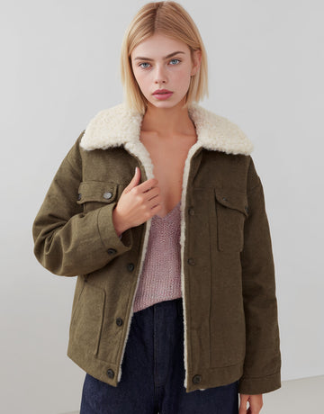 Casual Collared Winter Jacket Women's Topwear Fashion Style Flip Collar Outerwear for Cold Weather Seasons