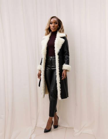 Women's Casual Leather Coat Autumn Winter Fashion Outerwear Stylish Windbreaker