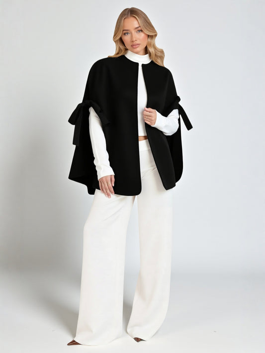 Women's Coats Winter Fashion Comfortable 2025 Plain Long Sleeve Mock Neck Knot Flowy Hem Daily Coats