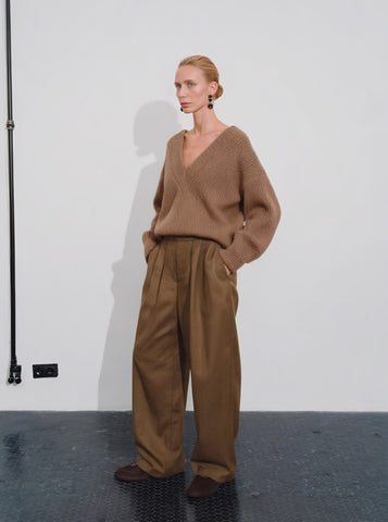 Loose Fit Long Sleeve V-Neck Sweater Winter Casual Wear Standard Length Straight Tube Sleeve Women's Top Fashion Clothes