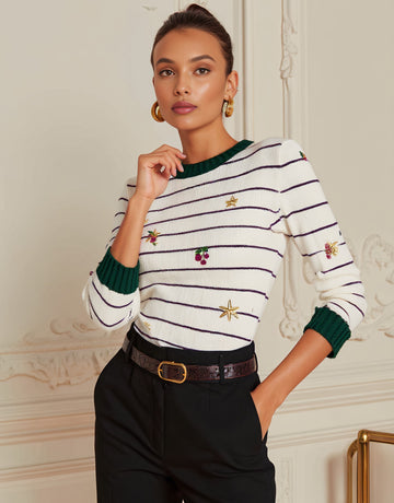 Autumn Sweater Casual Fit Long Sleeve Round Neck Straight Sleeve Regular Length Women's Top Comfortable Breathable Knitwear