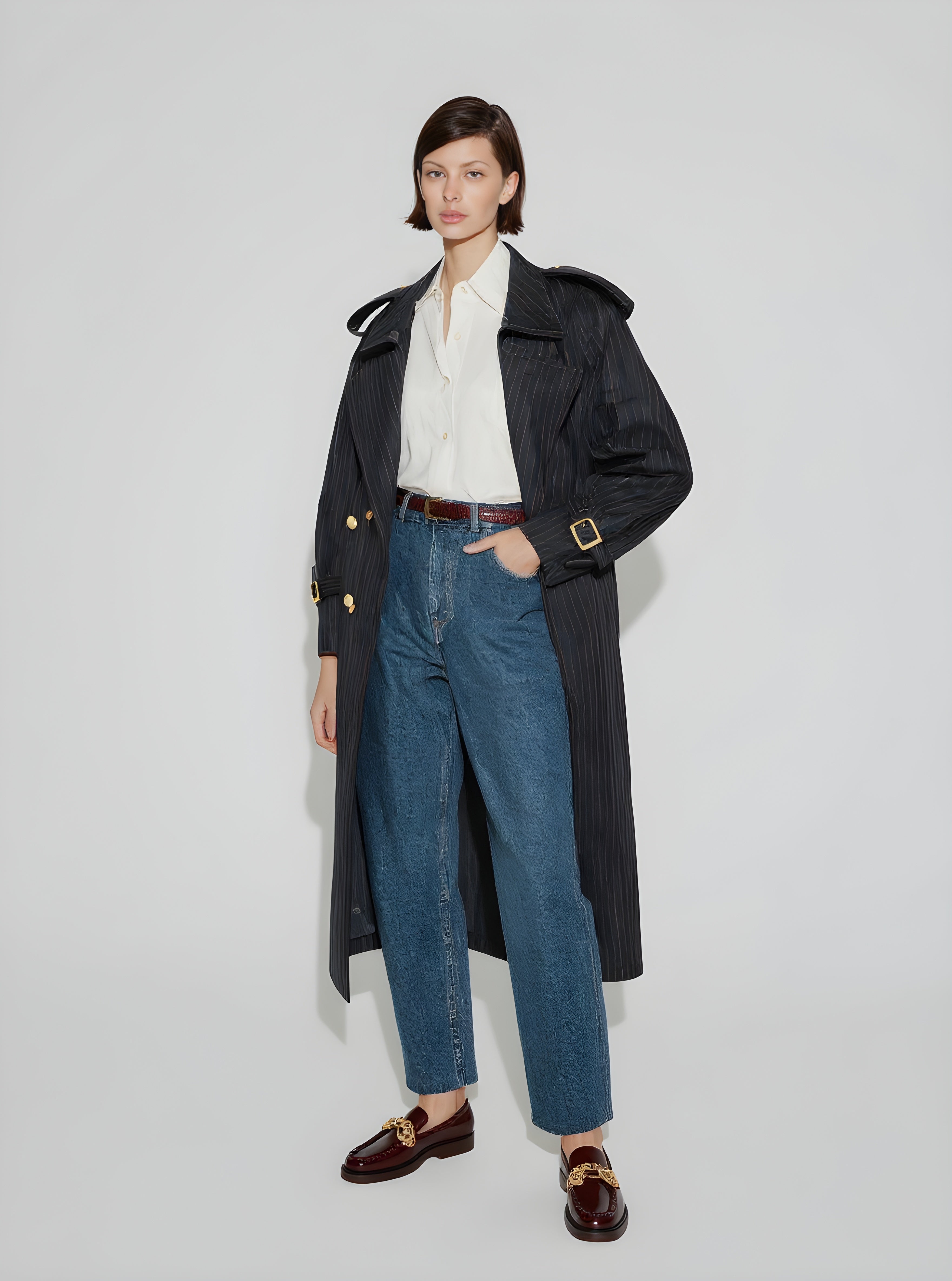 Women's Winter Jackets Autumn Winter Daily 2025 Y2k-Inspired Chic Striped Long Sleeve Turn-down Collar Casual Coats