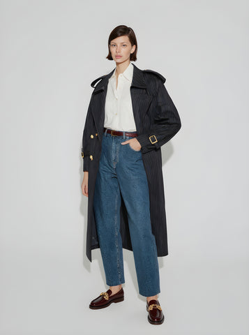 Women's Winter Jackets Autumn Winter Daily 2025 Y2k-Inspired Chic Striped Long Sleeve Turn-down Collar Casual Coats