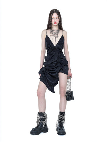 Casual Short Asymmetrical Dress Autumn Fitting Design Strapless Women's Skirt Fashionable Uneven Hemline Casual Style