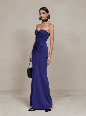 Autumn Casual Tight Sleeveless Bustier Dress Floor-Length Necklineless Style For Women