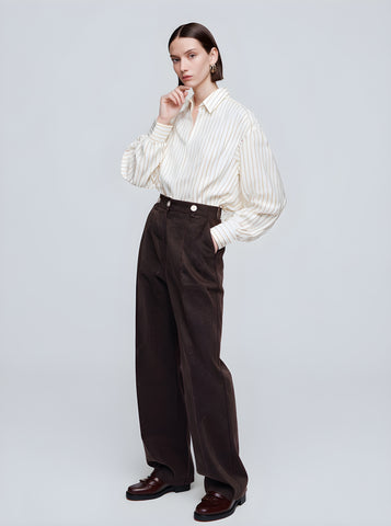 Women's Shirts Autumn Winter 2025 Stylish Elegant Striped Long Sleeve Turned Collar Commute Shirts